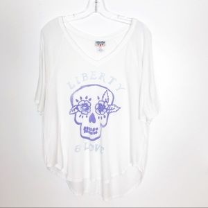 Sz L Junk Food white t-shirt-skull graphic